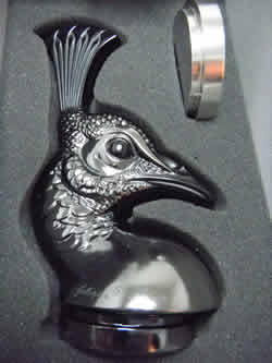 Tete De Paon Lalique France Cystal Modern Black Glass Paperweight