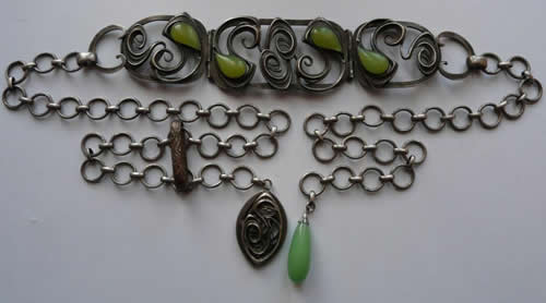 Fake Rene Lalique Neckalce With Beads And Scrollwork Decor