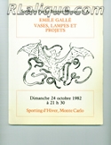 Decorative Arts - Art Nouveau - Art Deco Auction Catalogue - Book - Magazine For Sale: Emile Galle Vases, Lampes Et Projets, Sotheby Parke-Bernet, Monaco S.A., October 24, 1982: A Post War Auction Catalog - Book - Magazine Decorative Arts - Art Nouveau - Art Deco Auction Catalogue - Book - Magazine For Sale: Emile Galle Vases, Lampes Et Projets, Sotheby Parke-Bernet, Monaco S.A., October 24, 1982: A Post War Auction Catalog - Book - Magazine