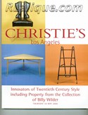 Decorative Arts - Art Nouveau - Art Deco Auction Catalogue - Book - Magazine For Sale: Christie's Los Angeles Innovators of Twentieth Century Style including Property from the Collection of Billy Wilder Thursday 18 May 2000: A Post War Auction Catalog - Book - Magazine